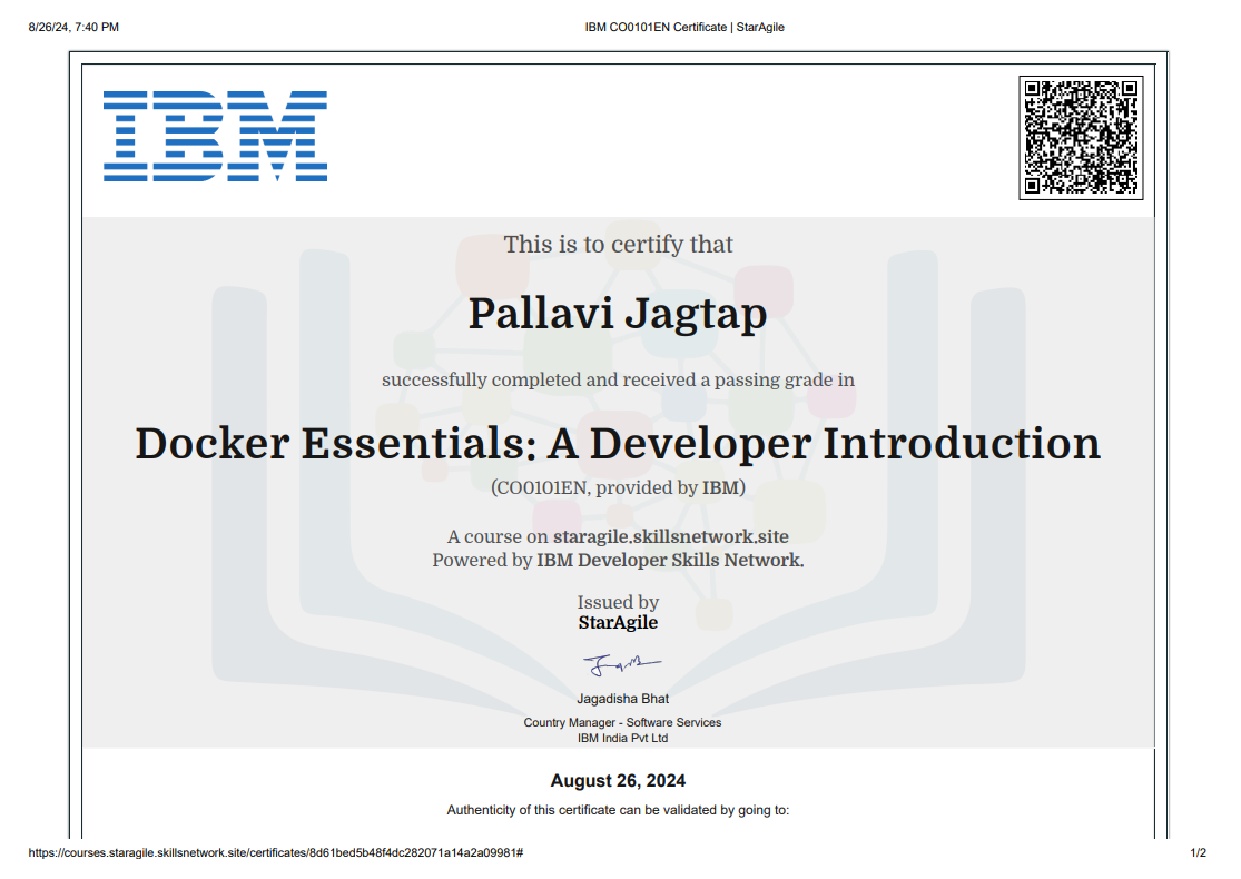 Docker Essentials Certificate