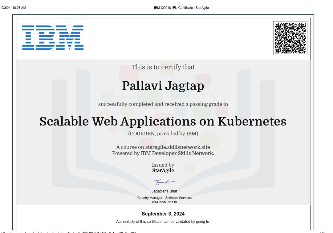 Scalable Web Application on Kubernetes Certificate